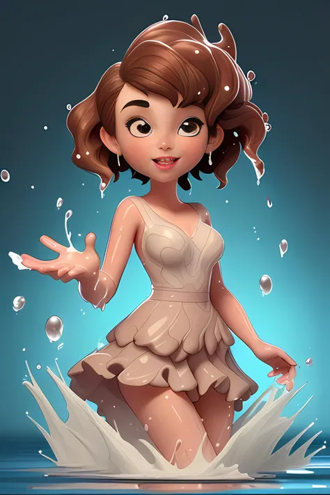 <lora:CoveredWithStuff:1>, cartoon, water covered, woman, splashing, intricate details, hyperdetailed, cinematic, brown hair, short hair,