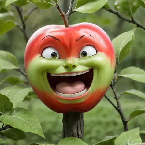 <lora:SDXL_Surprise_Apple-000007:0.7>
(surprise apple), best quality, high quality, highres, masterpiece,outdoors, tree,leaf, smirk,