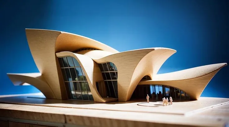 Zaha Hadid's buildings are sculptural masterpieces with their bold,organic forms. Its faade is curved to create a dynamic and futuristic appearance. The exterior of the building is characterized by smooth lines and asymmetric shapes,showing Zaha Hadid's avant-garde design language,building model,on the table,panorama,Cinematic Lighting,<lora:JZMX_20230823200909:0.8>,