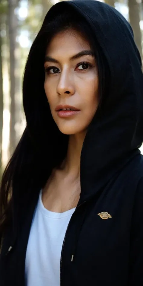 photo of beautiful (heather_vahn:1), a woman with perfect hair, (Hoodie :1.1), (standing in the forest:1.1), modelshoot style,
(extremely detailed CG unity 8k wallpaper), professional majestic (photography by lee friedlander:1.1), (Fujifilm X-H2S Mirrorless Camera), 24mm, exposure blend, hdr, faded, extremely intricate, High (Detail:1.1), Sharp focus, dramatic, soft cinematic light,
(looking at viewer), (detailed pupils), (upper body),
4k textures, elegant, ((((cinematic look)))), soothing tones, insane details, hyperdetailed, low contrast
<lora:heather_vahn:0.9>