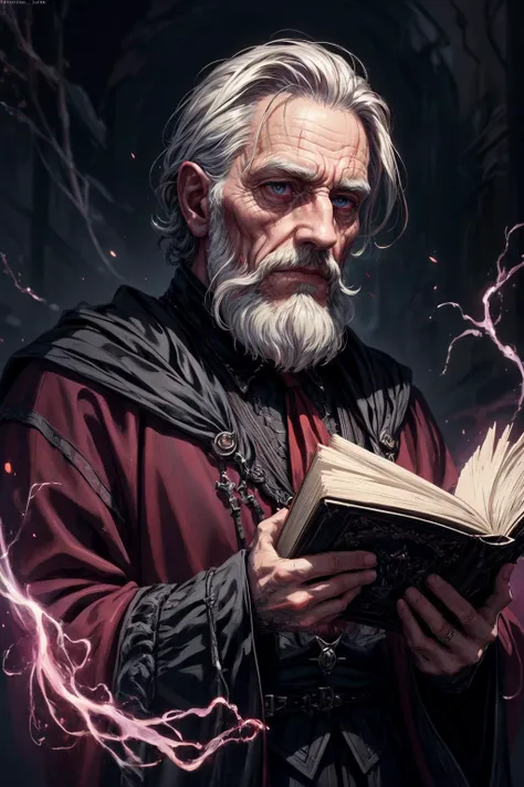 Highest quality，Masterpiece，Handsome and beautiful vampire mage reading in the dark room, dark but detailed digital art, Book of the Dead, horror fantasy art, detailed 4k horror artwork, Horror stories, dark fantasy horror art, Crypt legends, fantasy horror art, Read an evil devil's book, highly detailed dark art, portrait of the old necromancer
