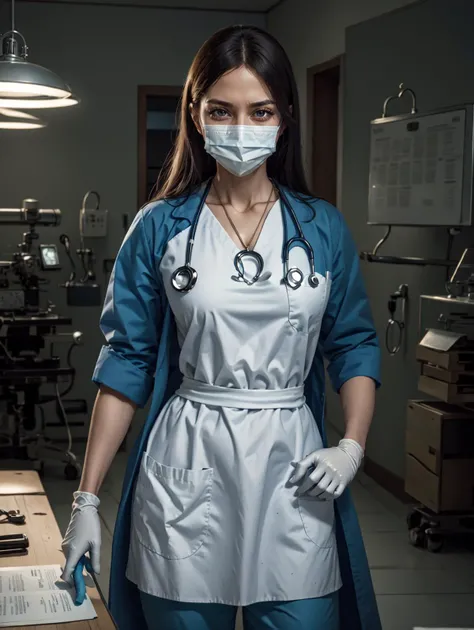 <lora:GoodHands-beta2:0.8>
<lora:americanmcgee_alice-12:0.8> mcgeealice, dress, apron, striped pantyhose, jewelry, necklace
<lora:Clothing - Sexy Doctor:0.8> sexydoctor, stethoscope, coat/shirt/scrubs, surgical mask, pants, white gloves, masterpiece, 4k, high quality, highres, absurdres,