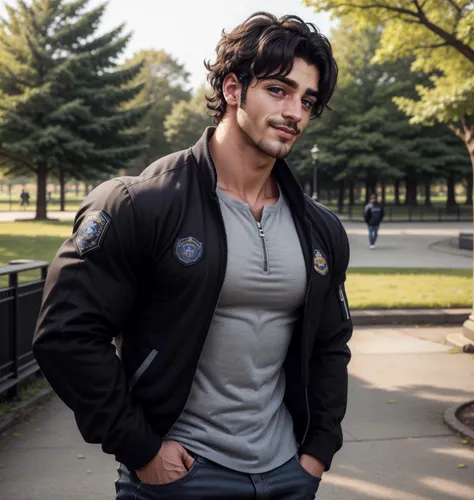 close up shot, <lora:Jaimie_OC:0.5> jaimie, black_hair, cute male, in the park wearing a zip up, soft smile, realistic, professional photo 4k, high resolution, high detail, highly detailed, sharp focus, exposure blend