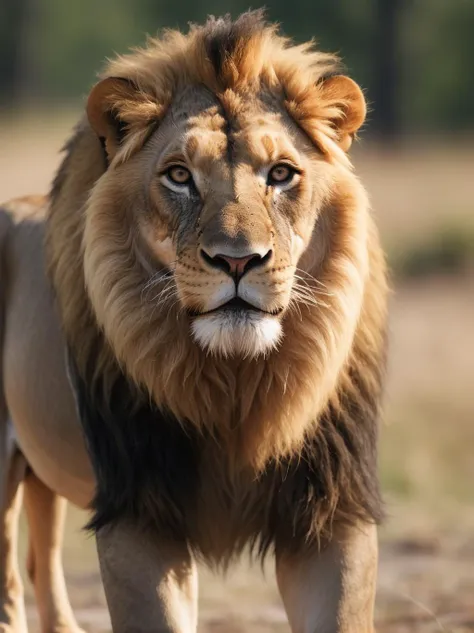 a lion, full body, (gaussian blur:1.2) (high key abstract photo masterpiece:1.2) raw photo, film grains, shallow, depth field, bokeh, Best quality, masterpiece, ultra high res, (photorealistic:1.4), (smooth light:1.4)
