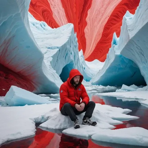 ,figure four sitting,art by Alex Hirsch,no humansat Arctic glacier,psychedelic art,16k resolution,deconstructivism,red,2k resolution,Informative, <lora:RMSDXL_Enhance:0.65> <lora:RMSDXL_Darkness_Cinema:0.5> <lora:RMSDXL_Creative:2>