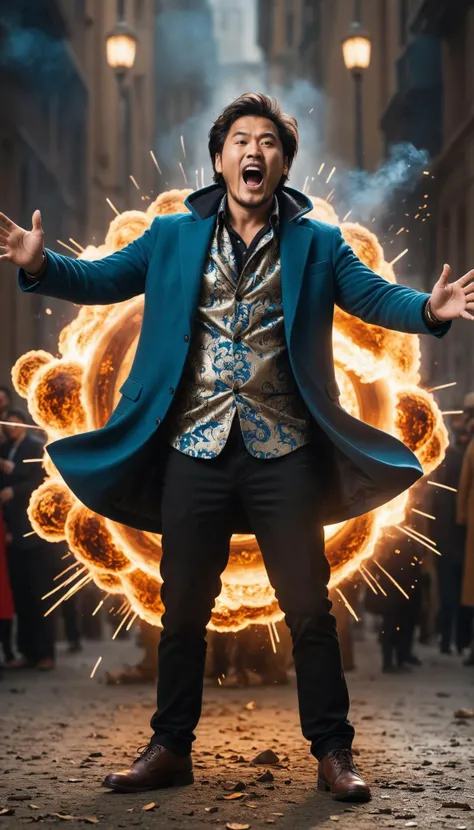 a () third-person with the in enormous fujifilm with a sorcery,clothing model pose,(exploding),saturated,jovial,engraving,surreal masterpiece,enigmatic,nikon d850 film,intimate,sharp focus,breathtaking,(8k wallpapers),masterpiece, trending on artstation,masterpiece,((soft bokeh)),backlighting from inside,lots of fine detail,high quality,jaw-dropping,