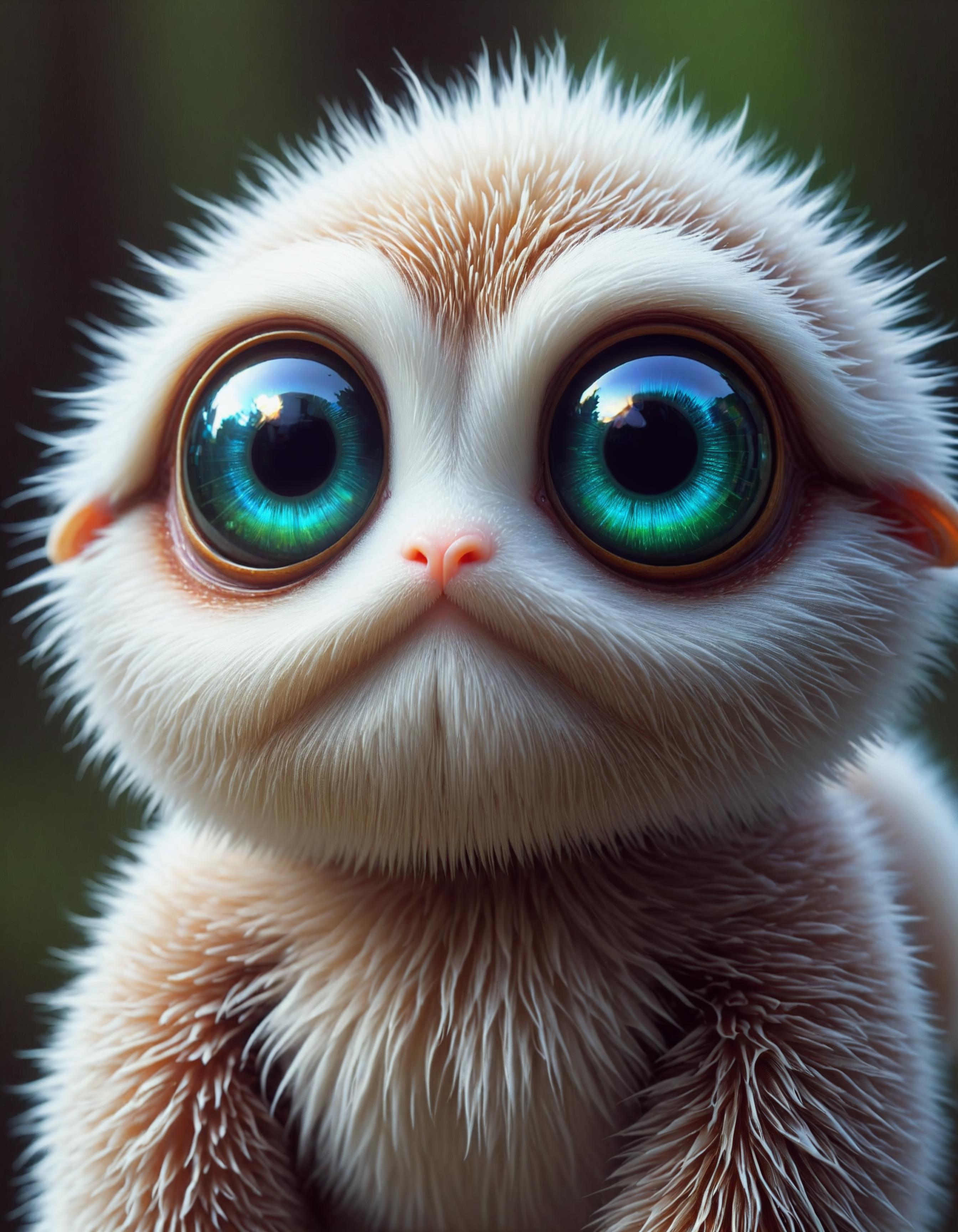 There is a small furry animal with big eyes and a long nose - SeaArt AI