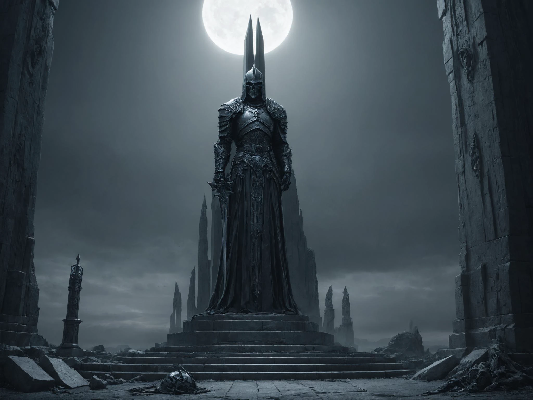 masterpiece, highly detailed drawing, hdr, octane render, a death knight guarding a menacing obelisk, clean lines, cinematic lighting, mysterious atmosphere, <lora:LLBretonXL2:0.5> llbreton, <lora:Peter_Gric_style_SDXL:0.6> Gric