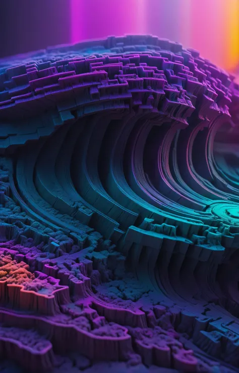 macro-photography, cyberpunk-hued colors, (gric style:1.15), fractal nightmares, topographical map of colorful lines, <lora:Peter_Gric_style_SDXL-000009:1> (bokeh:1.4), shallow depth of field, hazy, mist, neon signage, brutalism architecture