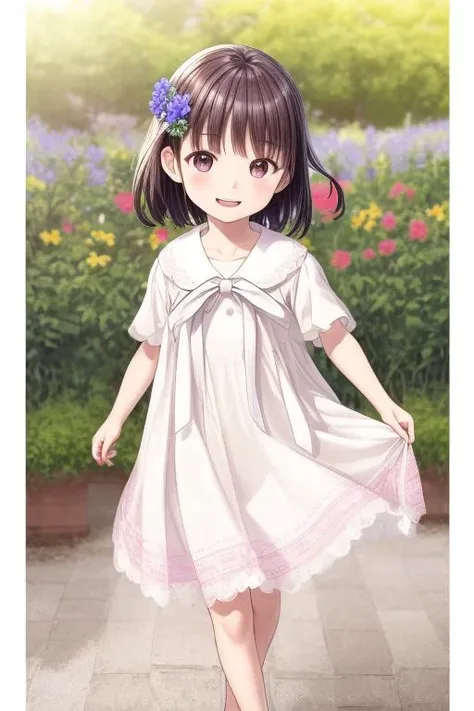 ultra-detailed,masterpiece,best quality,1girl,<lora:add_detail:1> flower garden,walking,petite,jyoni fuku, dress,outdoor,shiny eyes,evil smile, strong wind,close up<lora:jyoji fuku v1:0.7>