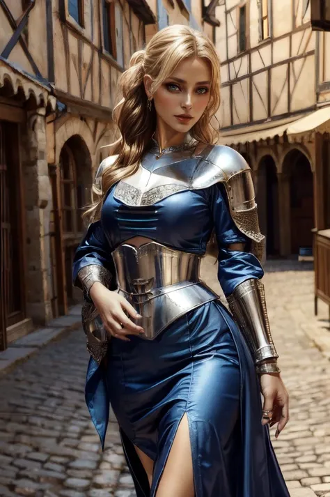 (portrait:1.2) of (italian:1.2) (japanese:0.4), (blond ultra-realistic hair:1.2), (half_ponytail_hairstyle:1.2) <lora:HAIR half_ponytail_hairstyle-10:0.2>, (light [blue, brown] perfecteyes eyes looking at the camera:1.4), (smiling:0) mouth, wearing green (artisan medieval clothes:1.4), (jewelry:1.0), (interesting medieval city outdoor background:1.8), warm lighting, detailed face, <lora:SLIDER gender_slider_v1:5> <lora:SLIDER muscle_slider_v1:0> <lora:SLIDER weight_slider_v2:-0.5> <lora:QUALITY add_detail:0.8> <lora:QUALITY lora_perfecteyes_v1_from_v1_160:0.7> <lora:QUALITY lora_perfectsmile_v1_from_v1_160:0.6> <lora:SLIDER ClothingAdjuster3:-0.4> , (embedding:OverallDetail:0.8) (embedding:SkinHairDetail:0.4), intricate, elegant, highly detailed, centered, digital painting, artstation, concept art, smooth, sharp focus, illustration, artgerm, donato giancola, Joseph Christian Leyendecker, WLOP, Boris Vallejo, Artgerm