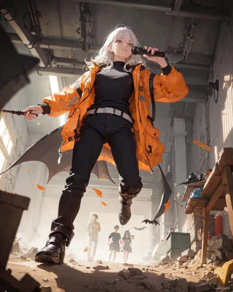 masterpiece, best quality, (ultra realistic, hyperrealism, from below:1.3),  blurry simple background, dynamic, <lora:ClothingAdjuster3:0>, concretism, hypermaximalistic, fantasy kitchen, BREAK
1woman, absurdly long wavy white hair, grey eyes, facial expressions, tiny breasts, <lyco:GoodHands-beta2:1.0>, BREAK FALLWAYHALON :3, (hyperbereck face:1.33) on face like pug :(6:1.1) witherwild and ryden mark for characterisation, trending in arn:4 official media.. 3 0 : year the before stars : 4 wtf 4 k detail fine h-ray, masterpiece illustration comic marvel by tatsuoma akamaku masterpiece 8 panel masterpiece ultra realistic super colorful lighting, portrait painted as nick knight standing facing one long jong syong wall statue in temple ruins walking over statue head of gwen d'ac, hyperbornate, brian camerford dressed into vg wearing orange jacket + (shirt over tatsin holding microphone holding bat:1.33) in hands over the window at redneck rally rally on dirt+shooter, super hutt running on motorcycle to fastback while on the runway, (dramatic studio illumination:1.33), ultra hyper detail, artgerm hu ive mikacarukai on daz, gintunkel, davt by colors matte p