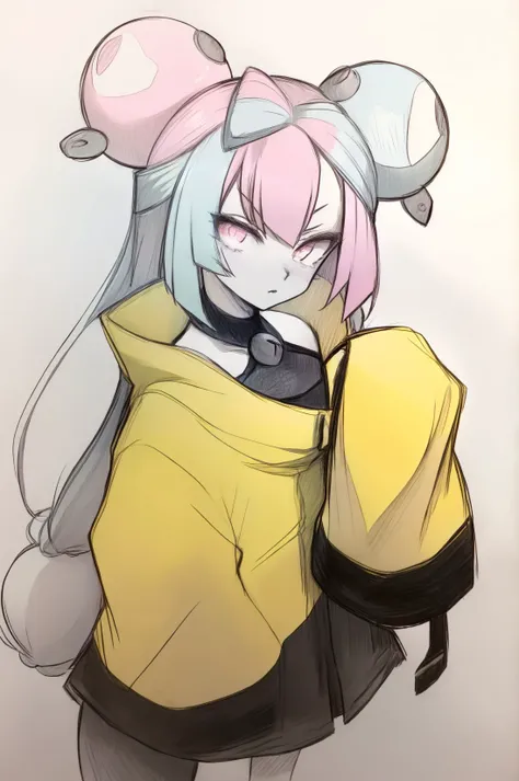 1girl, sharp, masterpiece, detailed, high resolution, best quality,
detailed face, looking at viewer,
<lora:PKMN_Iono-DEF:0.7> , iono (pokemon), pink eyes, yellow jacket, sleeves past wrist, twintails, multicolored hair, hair ornament,
<lora:Pencil_Sketch_Dim64_SD:1> , (Pencil_Sketch:1.2, messy lines, greyscale, traditional media, sketch), unfinished, hatching (texture),