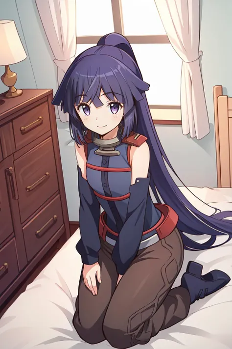 (masterpiece, best quality), intricate details,
1girl, <lora:Akatsuki:0.8> akatsuki_loghorizon,
indoors, on bed, kneeling, from above, smiling, happy,