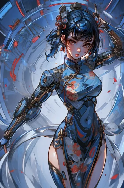 (1girl, blue hair short hair, multiple eyes:1.10), action shot, (digital:1.10) (<lora:cyberhanfu_v1:0.8> cyberhanfu, cheongsam, chinese clothes:1.10), best quality, <lora:FZB_line_weights:0.2> <lora:flat illustration:-0.3> HairDetail:0.2, XenTAI-pos, <lora:LORA-XenoDetailer-v3:0.75>