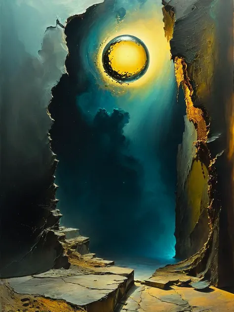 ((masterpiece)), ((best quality)), 8k, high detailed, ultra-detailed,fenliexl, surrealism, mixed media,surreal painting, twisted reality with vibrant contrasts, a lone figure stands atop a crumbling world, holding a glowing orb as a symbol of hope::3, amidst a sky swirling with cosmic colors, intense emotion, deep shadows, and sharp light contrasts, dynamic composition, rich textures, in the style of Salvador Dali, overwhelming sense of awe and existential dread, highly detailed, ultra-high resolution, HDR,<lora:XSfenlie:1>