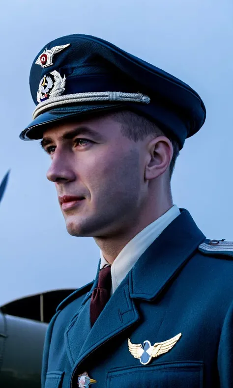 1940 photo of,in the netherlands,as a pilot in the airforce,properly dressed,soft lighting,low contrast,4k,