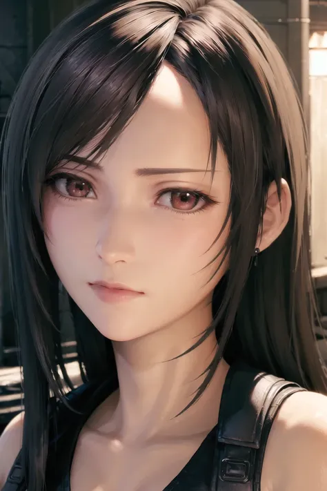 ((photorealistic:1.4)), ((masterpiece)), 1girl, tifa lockhart, beautiful detailed girl, extremely detailed eyes and face, red eyes, light on face, cinematic lighting,<lora:tifaMeenow_tifaV1:0.7> <lora:japaneseDollLikeness_v10:0.2> <lora:ff7:0.3>