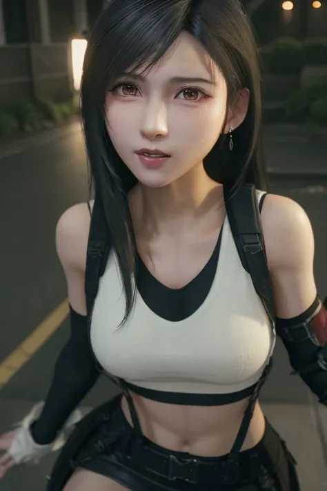 (pureerosface_v1:0.9),((photorealistic:1.4)), nsfw, best quality, masterpiece, illustration, an extremely delicate and beautiful, (CG:1.2),extremely detailed , ,unity ,8k wallpaper, Amazing, finely detail,best quality,official art, incredibly absurdres,ultra-detailed, highres, extremely detailed, 1girl, tifa_lockhart, beautiful detailed girl, extremely detailed eyes and face, beautiful detailed red eyes, light on face, full body, striking a combat stance, cinematic lighting,