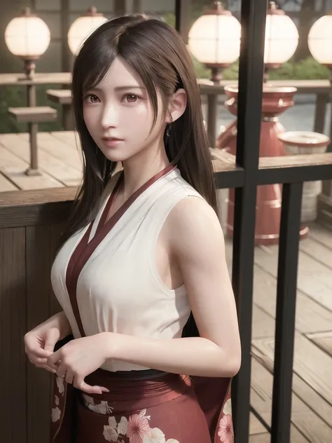 (photorealistic:1.4),best quality,realistic, masterpiece, an extremely delicate and beautiful, CG,extremely detailed ,highres, extremely detailed, 1girl, tifa_lockhart,beautiful detailed girl,full body, realistic,japanese clothes, beautiful detailed red eyes, light on face, cinematic lighting,
 <lora:tifaMeenow_tifaV2:0.6> <lora:japaneseDollLikeness_v10:0.4>
