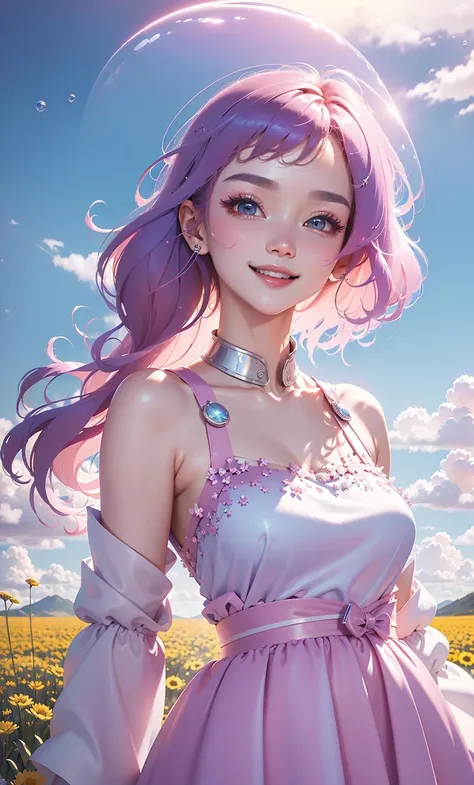 (Style by NTY:1.4) (ultra-detailed), (Best Lighting for Movie Lighting), (particle light effect), (masterpiece: 1.2), A dreamlike scene with a spring background(simple background, surrealistic dreamscape, fictional landscapes).
A solo beautiful girl (mixed Korean),(Kpop idol), blush, smile, look at the viewer, (powder blusher, smile, Bubble, lifelike light, very detailed CG unified 8k wallpaper), dream style, dream space , spring <lora:dreamSpace:0.6>, <lora:add_detail: -1>, <lora:Rainbowgirl:0.6>