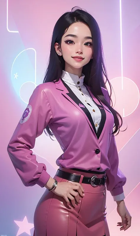 (ultra-detailed), (Best Lighting for Movie Lighting), (particle light effect), (masterpiece: 1.2), A dreamlike scene with a pinkish-purple background(simple background, surrealistic dreamscape, fictional landscapes). A solo beautiful girl (mixed Korean),(Kpop idol), blush, smile, look at viewer, (powder blusher, smile, Bubble, lifelike light, very detailed CG unified 8k wallpaper), dream style, dream space <lora:dreamSpace:0.6> <lora:add_detail:-1> <lora:Rainbowgirl:0.3>