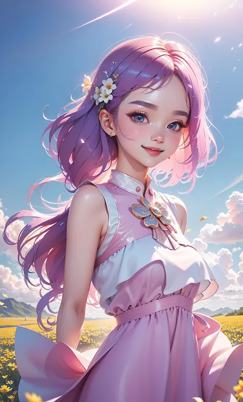 (Style by NTY:1.4) (ultra-detailed), (Best Lighting for Movie Lighting), (particle light effect), (masterpiece: 1.2), A dreamlike scene with a spring background(simple background, surrealistic dreamscape, fictional landscapes).
A solo beautiful girl (mixed Korean),(Kpop idol), blush, smile, look at the viewer, (powder blusher, smile, Bubble, lifelike light, very detailed CG unified 8k wallpaper), dream style, dream space , spring <lora:dreamSpace:0.6>, <lora:add_detail: -1>, <lora:Rainbowgirl:0.6>
