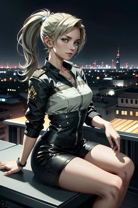 ((ultra detailed, masterpiece, absurdres))
 <lora:MKSonya:0.8>
MKSonya, 1girl, ponytail, long hair, blonde hair, looking at viewer, overlooking the city from a rooftop bar at night, chic outfit, sitting