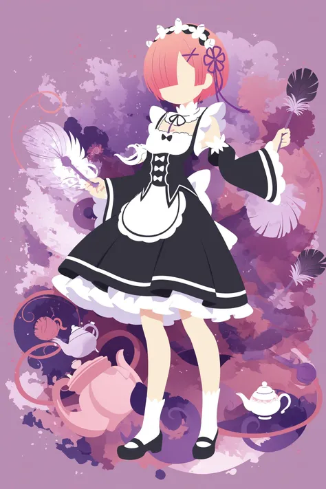 sambanekostyle, masterpiece, best quality, very aesthetic, absurdres,
simple background, rem \(re:zero\), ram \(re:zero\), 24 years old, black maid uniform,
standing, full body, from side, centered composition,
tea set, teapots, feather duster,
<lora:SambaNekoStyle_animagineV31_v110:1>
