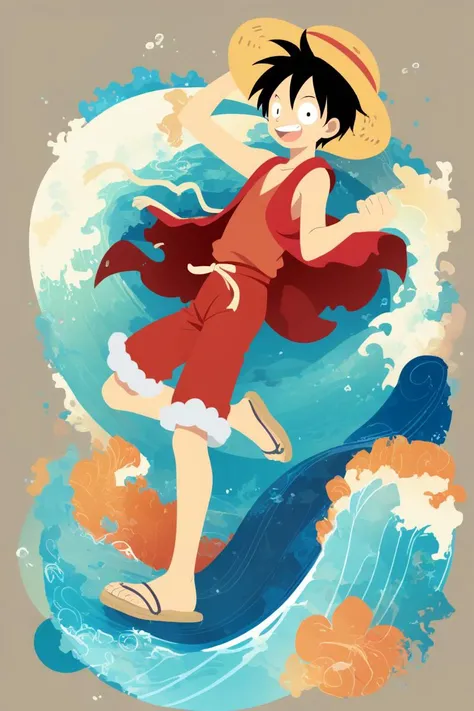 sambanekostyle, masterpiece, best quality, very aesthetic, absurdres, simple background,
monkey d. luffy, 18 years old, mature male, (adult:1.4), straw hat, solo, waves, sea
<lora:SambaNekoStyle_animagineV31_v110:1>