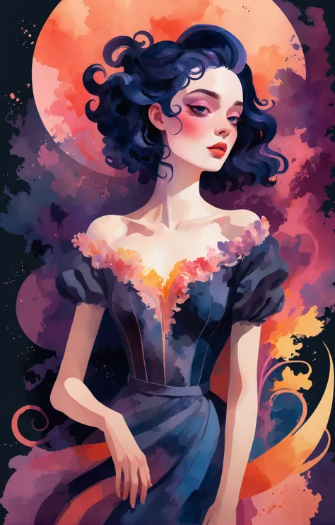 (sambanekostyle:1.4), 2d art, [ vector sketch, thick strokes : watercolor sketch, paint smears : 4], French Girly aesthetic, vivid colors, stunning background. dark and moody, a mesmerizing blend of light and shadow. masterpiece, absurdres, intricate details <lora:SambaNekoStyle_animagineV31_v110:1.2>