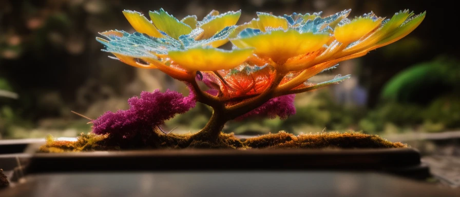 classicnegative, (low angle) macro photography of colorful fractal (((fantasy alien plants ))) in underwater world, bubbles, 200mm 1.4f, cinematography