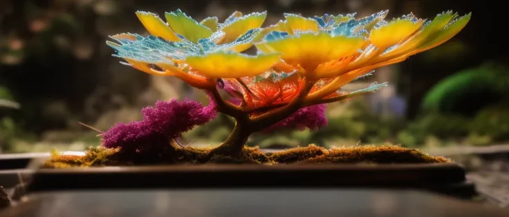 classicnegative, (low angle) macro photography of colorful fractal (((fantasy alien plants ))) in underwater world, bubbles, 200mm 1.4f, cinematography