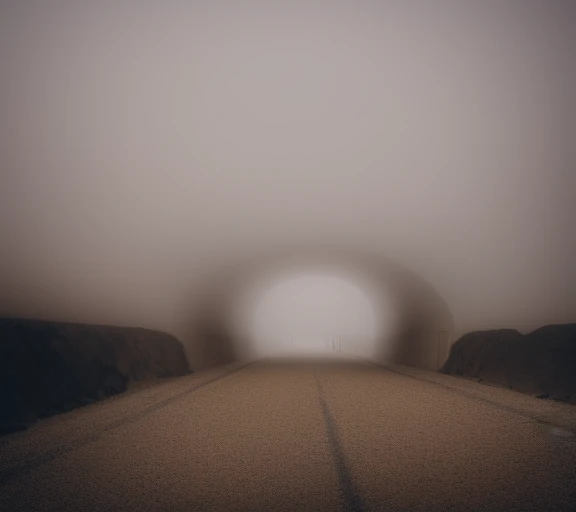 classicnegative photo of a tunnel to the fog in the desert 50mm 1.4f soft focus