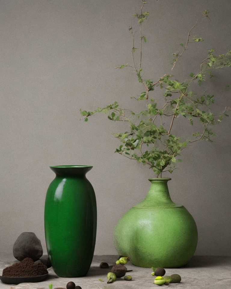 ,a large green vase with a handle on a stand on a gray background with a black object in the middle,qingtongqi, loose soil fantasy, 1970s dark fantasy movie, haze, halation, bloom, dramatic atmosphere, centred, rule of thirds <lora:ItsProbablyBronze_v10:1>
