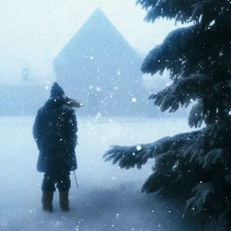 classicnegative photo,  snow, fantasy, 1970s dark fantasy movie, haze, halation, bloom, dramatic atmosphere, centred, rule of thirds