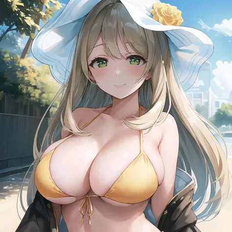 masterpiece, best quality, ultra-detailed, 1girl, nonomi, bikini , outdoors,smile , closeup portrait of face , ultra detail , highly detailed eyes , medium boobs ,
<lora:izayoiNonomi_v1:1>