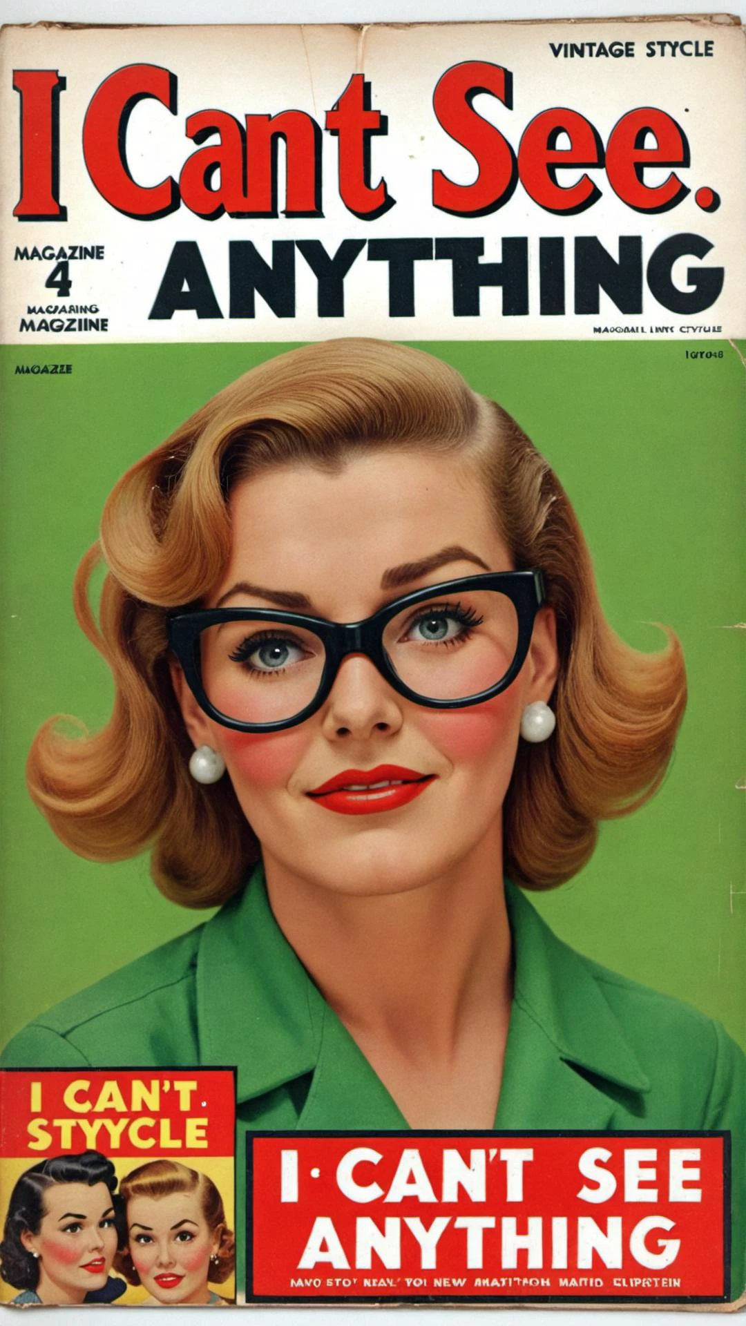 Vintage Magazine Style, "I cant see anything" <lora:SDXL-VintageMagStyle-Lora:0.8> VintageMagStyle