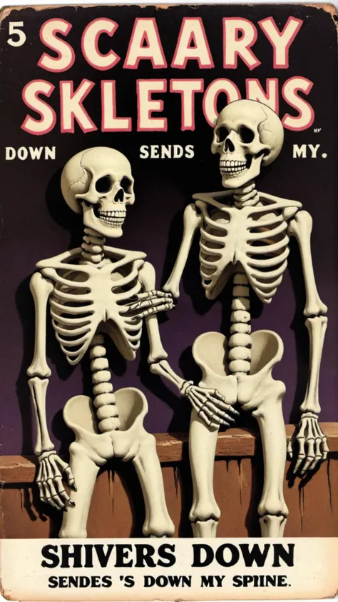 Spooky scary skeletons sends shivers down my spine VintageMagStyle <lora:SDXL-VintageMagStyle-Lora:1>