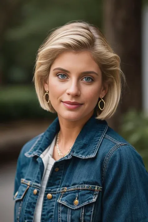 <lora:h3l3nsl4t3r:0.9>, a Realistic photo of h3l3nsl4t3r woman with blue eyes and blonde Hair style, looking at viewer, smile, short hair, blue eyes, blonde hair, jewelry, earrings, blurry, lips, blurry background, realistic, soft lighting, professional Photography, Photorealistic, detailed eyes, RAW, analog, sharp focus, 8k, HD, DSLR, high quality, Fujifilm XT3, film grain, award winning, masterpiece