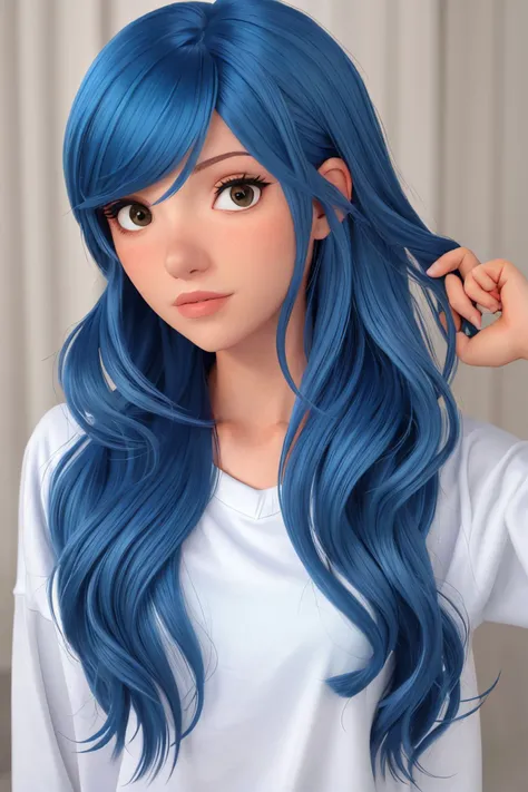 (long shot:1.4), photo of <lora:sd15_MadisonKate_locon_24_v1:.9> Madison Kate, cerulean color hair styled as loose waves hair