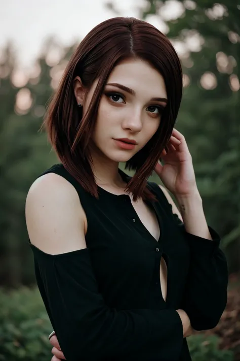 romantic style, dramatic, emotional, nature, highly detailed, (medium shot:1.4), photo of <lora:sd15_MadisonKate_locon_24_v1:.9> Madison Kate, hair styled as Straight Blunt Cut