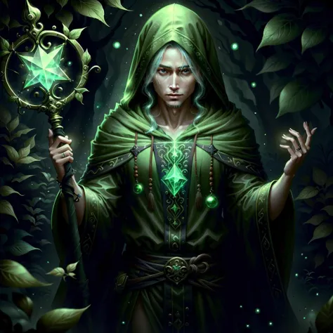 <lora:NatureMagic-20:1>, naturemagic , magical energy fantasy,
(mage:1.1) , enchanted robe , holding staff, mage staff , hood up,