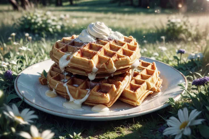(realistic:1.2), (photorealistic:1.4),
A photo of a ((waffle with legs)) frolicking through a meadow of wildflowers,
highly detailed, rich color, smooth, sharp focus, unreal engine 5, 12K, (blurry background, film grain, cinema shot, cinematic light, moody light, depth blur), <lora:add_detail:0.8>, <lora:NatureMagic:1>