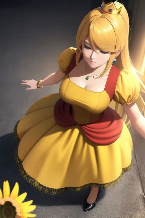 professional detailed (full body) photo, (samus aran) dressed in (puffy yellow and orange daisydress), (long straight blonde hair), (puffy short sleeves, jewelry, dress, princess crown, flower brooch), masterpiece, best quality, 1girl, (perfect face, beautiful face, symmetric face),
(8k, RAW photo, photo-realistic, masterpiece, best quality, absurdres, incredibly absurdres, huge filesize, extremely detailed, High quality texture, physically-based rendering, Ray tracing)