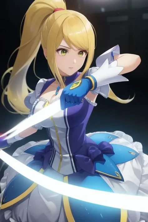 (kanamemadokaoutfit:1), (samus aran) dressed in (puffy blue and yellow magical girl outfit), (ponytail), magical girl, masterpiece, best quality, (perfect face, beautiful face, symmetric face),
8k, RAW photo, photo-realistic, masterpiece, best quality, absurdres, incredibly absurdres, huge filesize, extremely detailed, High quality texture, physically-based rendering, Ray tracing,