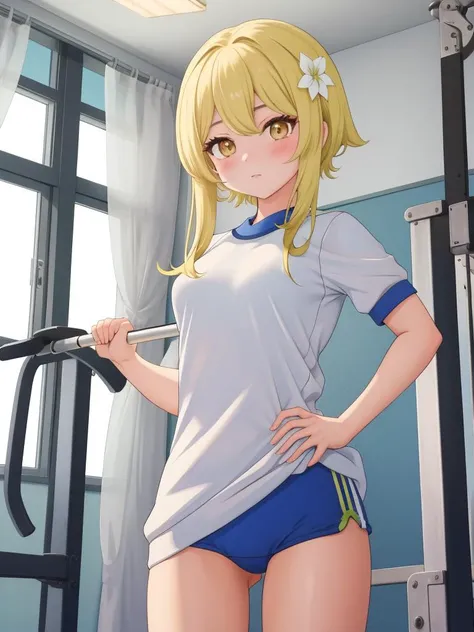 <lora:ying1.5-000005:1>, ying girl,solo,gym uniform, masterpiece, best quality,