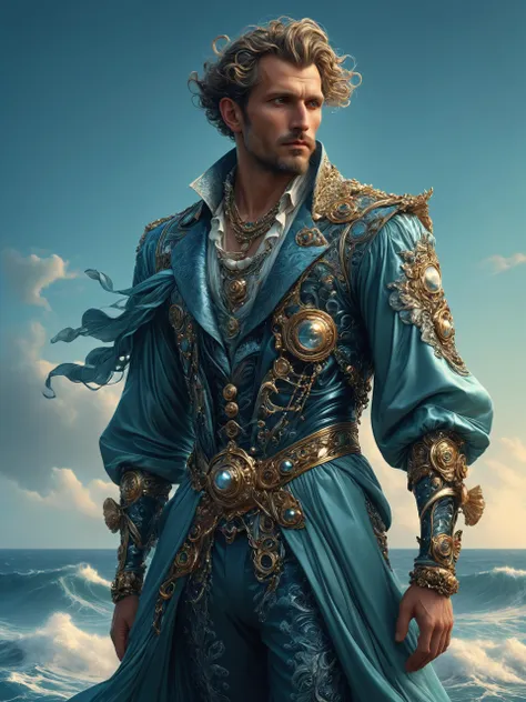 ais-rbts Man wearing an outrageous fashion outfit, Moonlit seascape with rolling waves in the background,,,,  accurately portrayed, portrait art by alphonse mucha and greg rutkowski, highly detailed, digital painting, concept art, trending on artstation, very detailed, smooth, sharp focus, octane render, close up<lora:RBTS_STYLE:0.6> <lora:outrageous_fashion:0.6> <lora:xl_more_art-full_v1:0.4> <lora:MJ52:0.3> <lora:EnvyCreativeOutfitXL01:0.6>  <lora:EnvyDynamicPoseXL01:0.7>