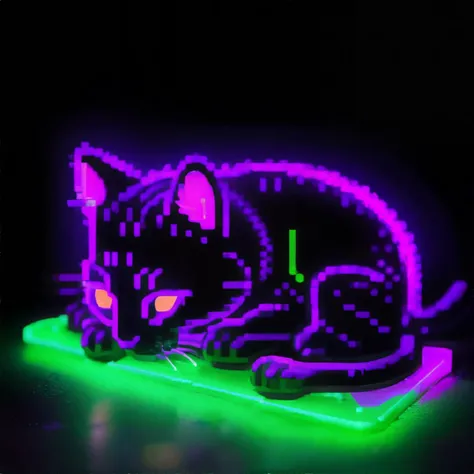 <lora:pixelneonart:0.8>, neon light,neon sign,neon,LED, cat || <lora:pixelneonart:0.2>, neon, pixel art, masterpiece, 8k, high resolution, shallow depth of field, sharp focus