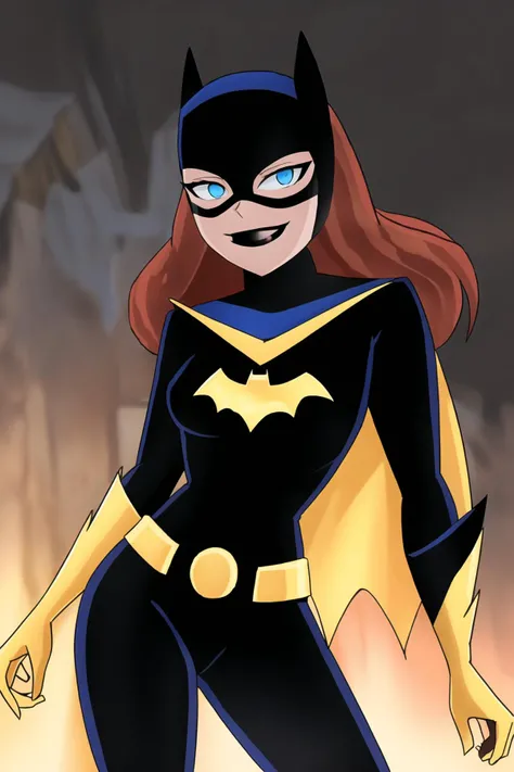 <lyco:Batgirl-step00001600:1.0>, batgirlv1, 1girl, cowboy shot, volumetric lighting, looking at viewer, smug, smirk, contrapposto